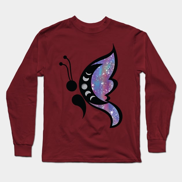 Semicolon Butterfly Long Sleeve T-Shirt by LeslieMakesStuff